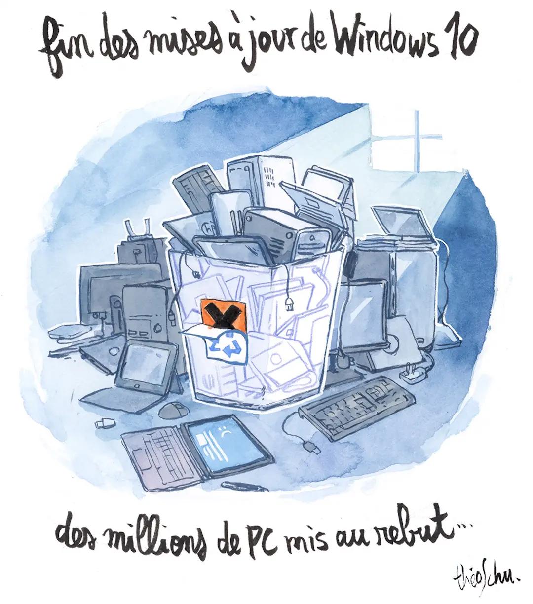 Fin des mise à jour de Windows 10, des millions de PC mis au rebut...
