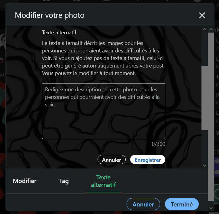 Le champ de texte alternatif de Linkedin