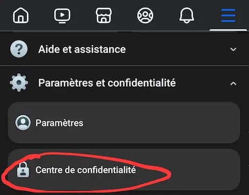 Paramètres facebook > Centre de confidentialité