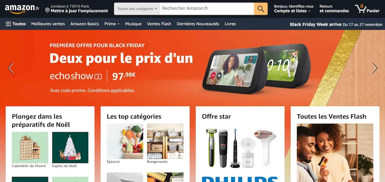 Promotion attractive proposant deux enceintes connectées pour le prix d'une sur Amazon