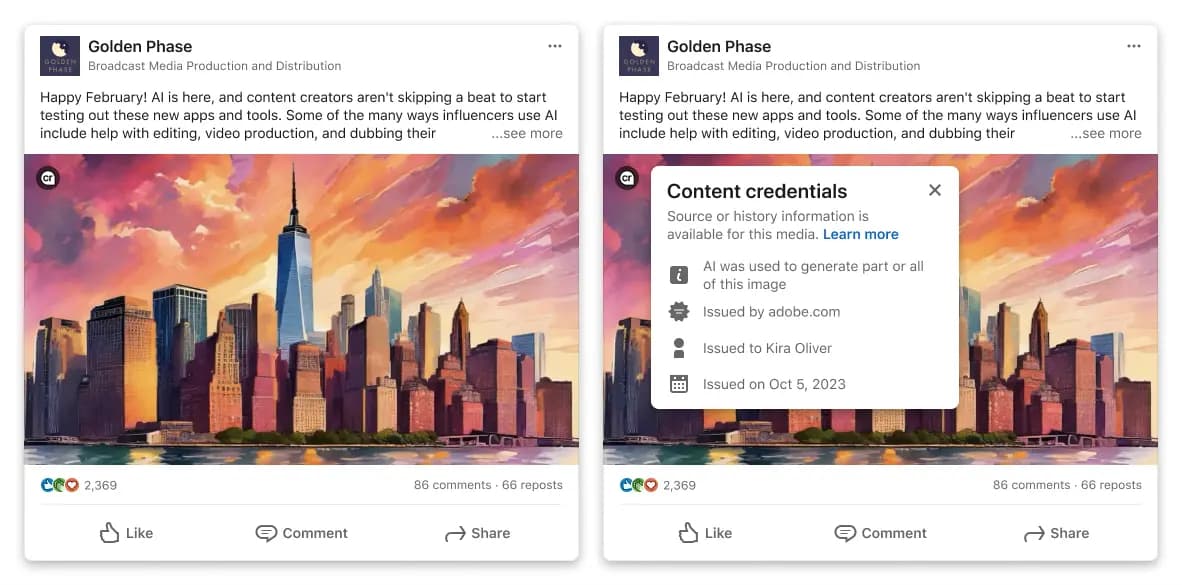 Illustration de la breve : Les contenus générés par IA clairement identifiés sur LinkedIn