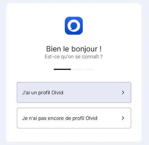 Première étape de création de compte Olvid