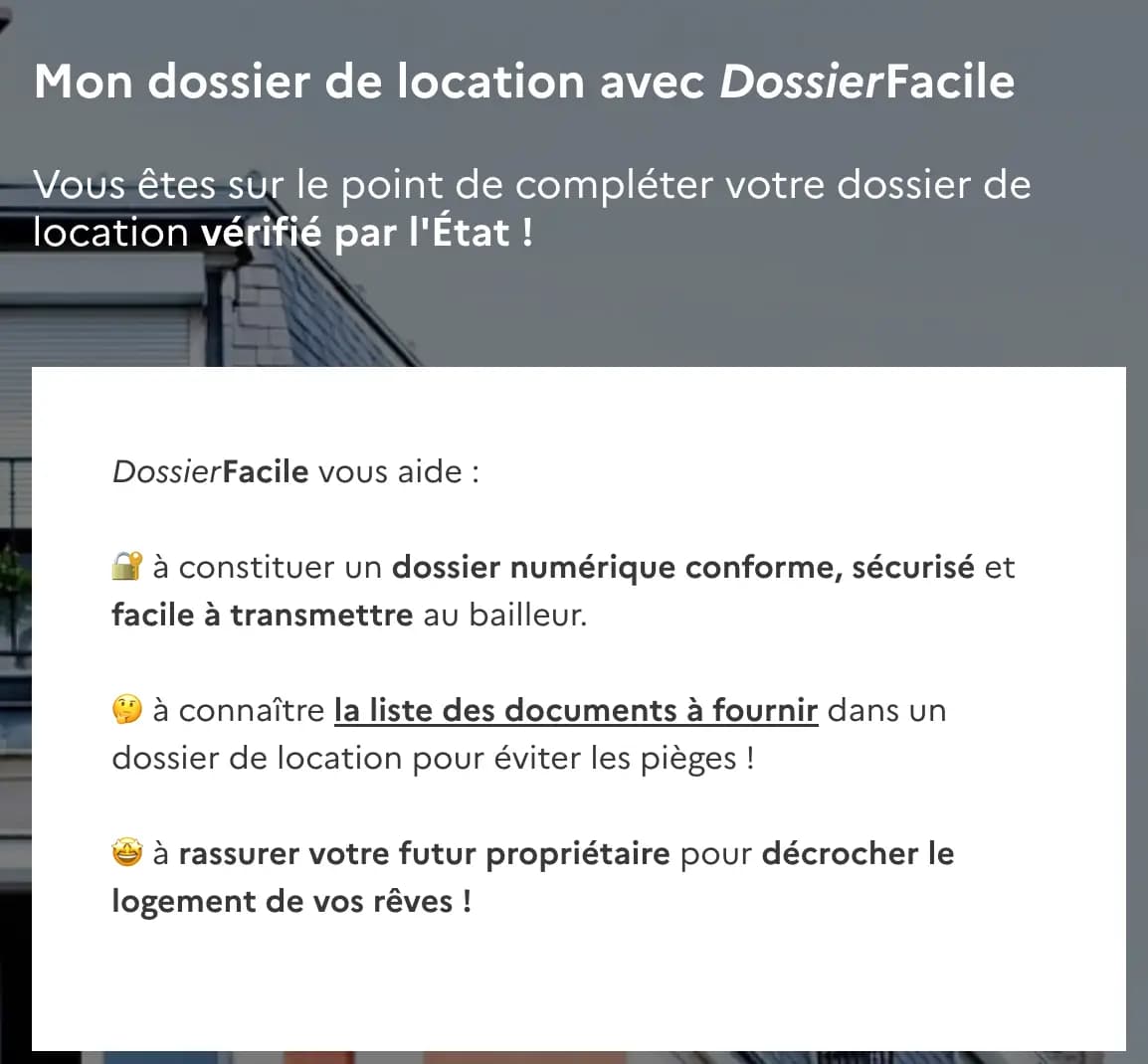 Démonstration du service DossierFacile