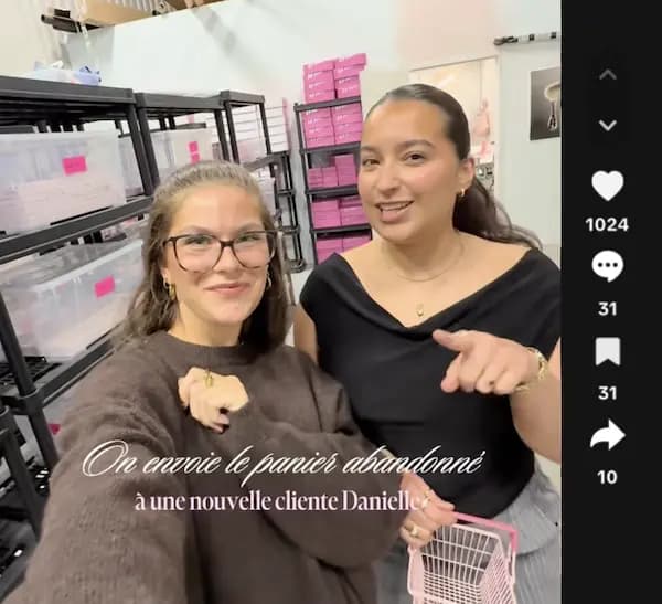 On envoie le panier abandonné à une nouvelle cliente Danielle