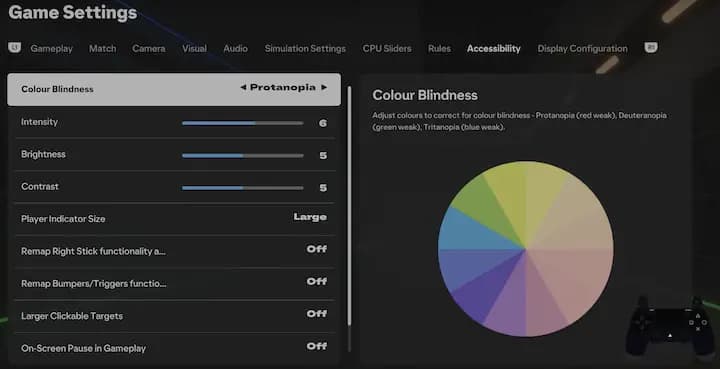 Ajuster la couleur, le contraste, la taille de l'indicateur du joueur utilisé sur Fifa, réallouer les touches de la manette à d'autres fonction, ...