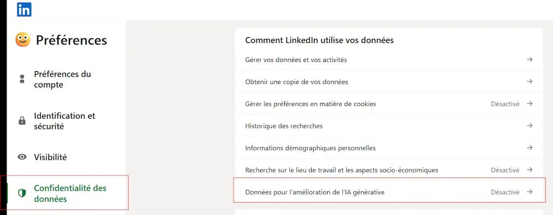 Confidentialité des données > Données pour l'amélioration de l'IA générative