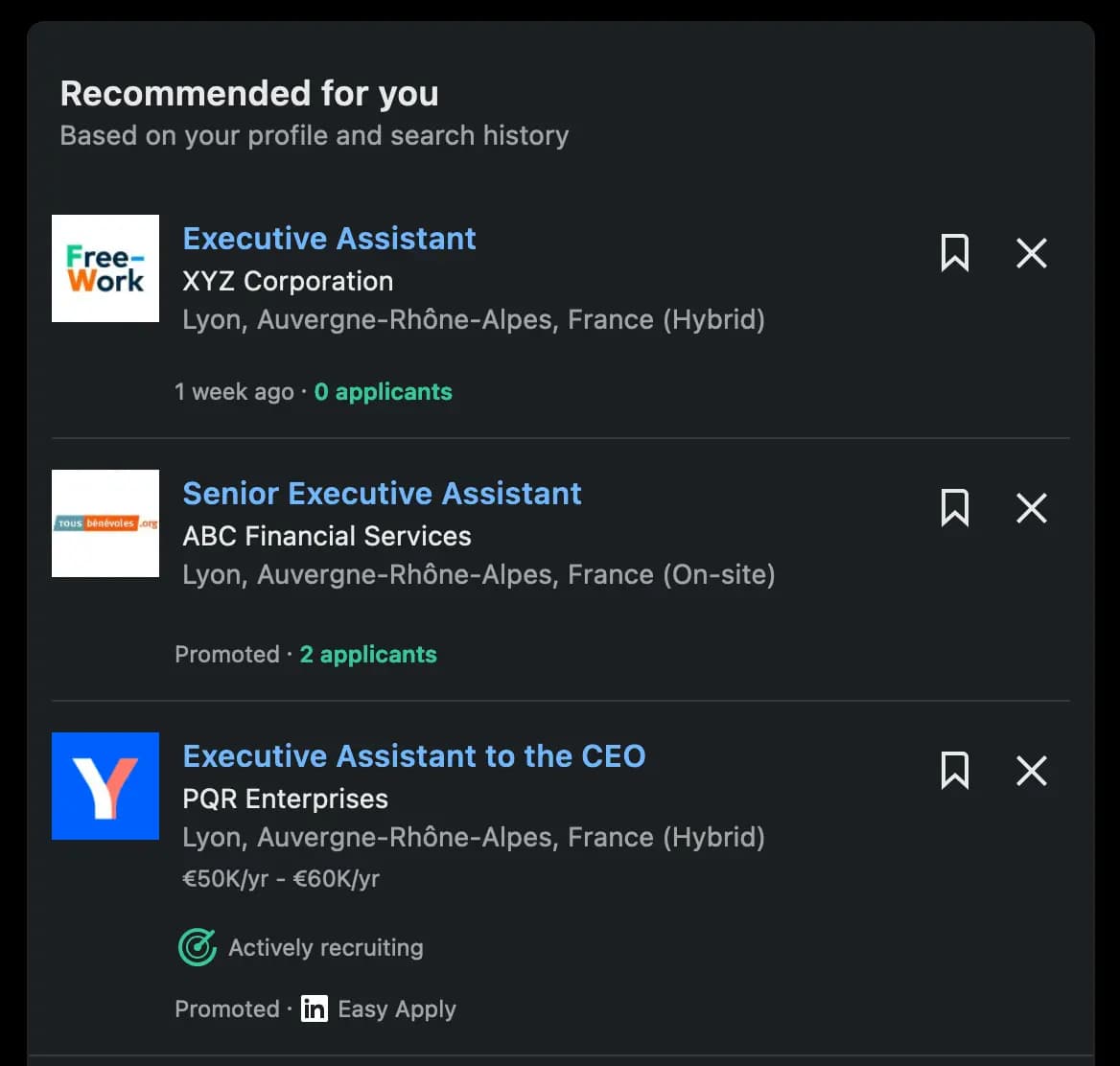LinkedIn Offers Jobs Based on User Profile Information