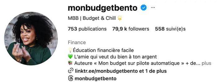 Compte instagram Mon budget bento / 79,9 k followers