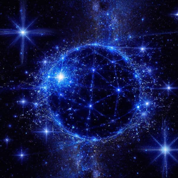 Sixth slide : a planet surrounded of stars