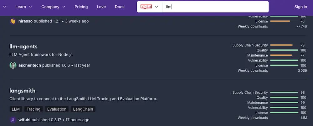 Exemple LLM-agents / 79/100 Supply Chain Security - 77/100 Maintenance