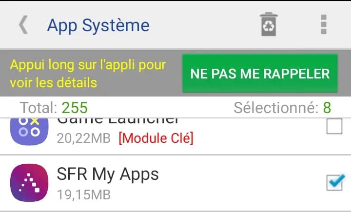 suppression de l'application pré-installé SFR My Apps