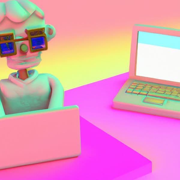 image utilisé pour la dernière diapo du cours représentant un jeune homme avec deux ordinateurs