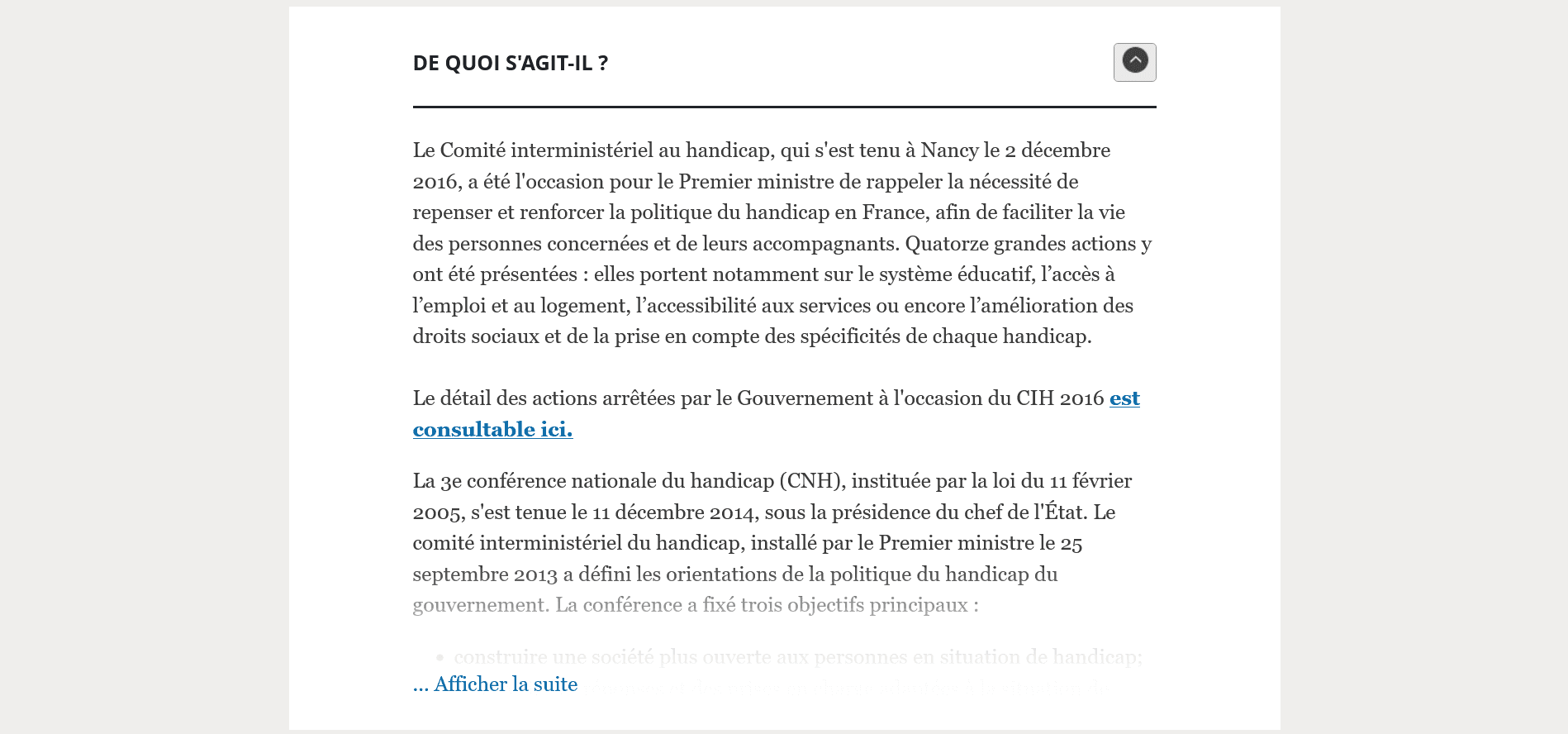 Exemple d'un lien mal configuré sur l'un des sites du gouvernement