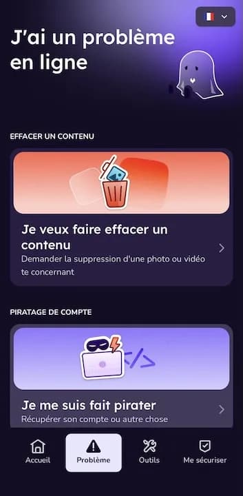 J'ai un problème en ligne > Je veux faire effacer un contenu Demander la suppression d'une photo ou vidéo te concernant > Je me suis fait pirater