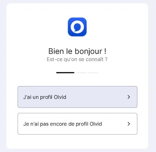 Première étape de création de compte Olvid
