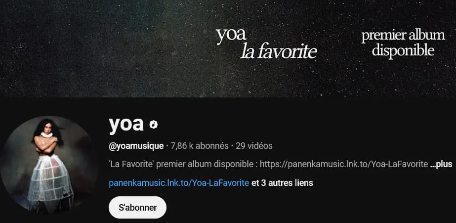 Yoa - une jeune artiste sur Youtube qui a 7.6k abonnés et qui a lancé son album