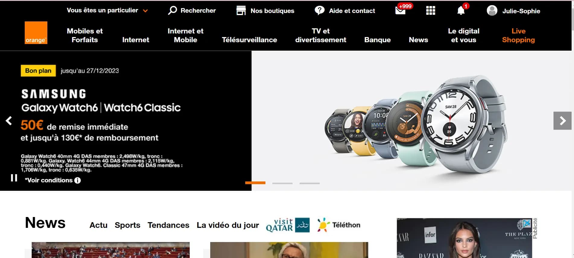 Illustration - interface du site Orange