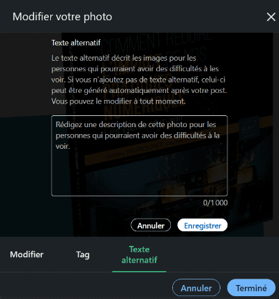 Exemple de texte alternatif sur le réseau social Linkedin
