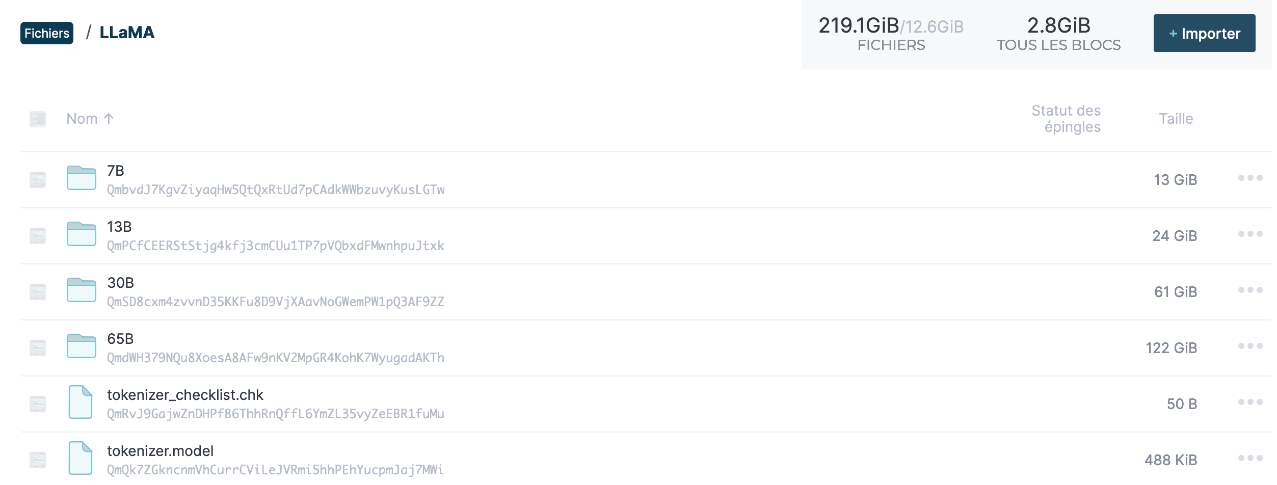 Interface de téléchargement de l'IA de Meta avec une technologie Web3