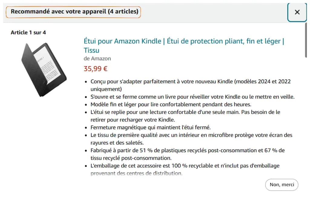 Recommandé avec votre appareil un étui pour votre liseuse