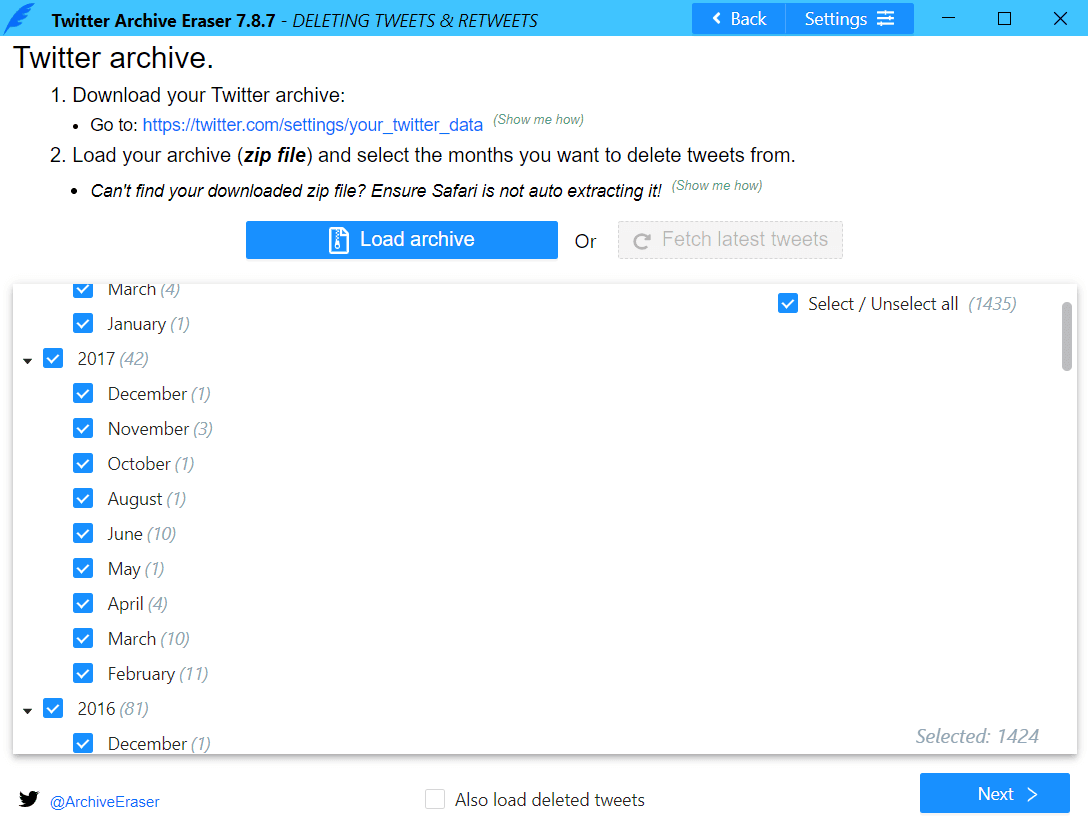 Spécification des mois à supprimer